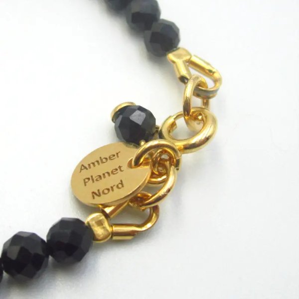 Turmalin czarny  i srebro złocone - bransoletka 17,5cm