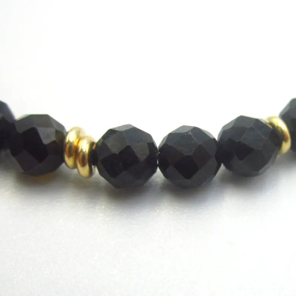 Turmalin czarny  i srebro złocone - bransoletka 17,5cm