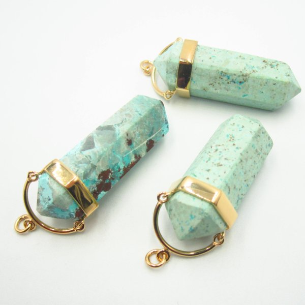 Zawieszka sopel TURKUS w oprawie - srebro złocone