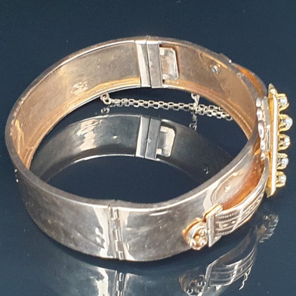 Antyczna bransoletka - różowe złoto z perłami morskimi (połowa XIX wieku)