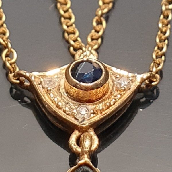 Antyczny naszyjnik złoty z szafirami (początek XX wieku)
