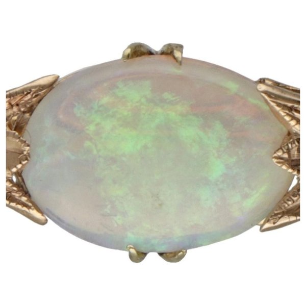 Broszka (vintage) - żółte złoto z etiopskim opalem walo (połowa XX wieku)