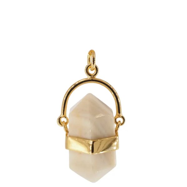 Zawieszka sopel Kamień Księżycowy w oprawie - srebro złocone