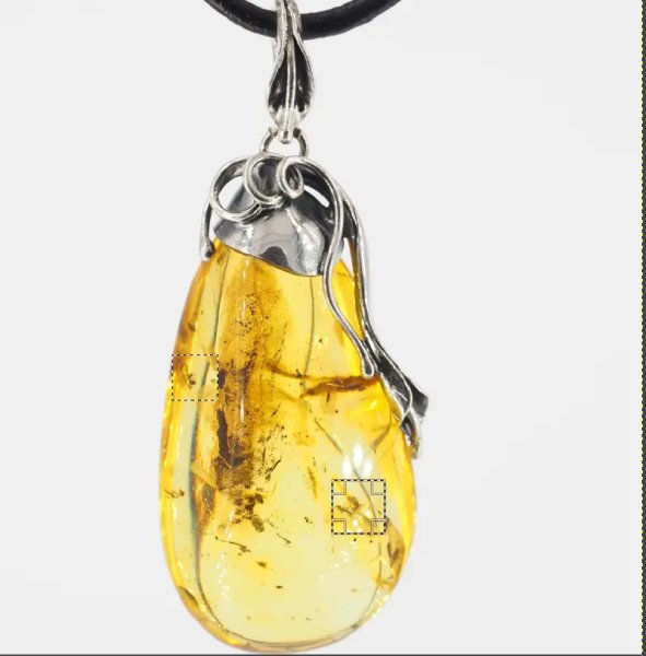 Mrówki w transparentnym bursztynie i srebro oksydowane - zawieszka z rzemieniem