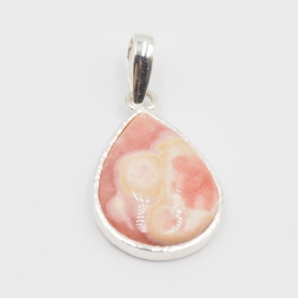 Rodochrozyt i srebro młotkowane - wisiorek łza (sztuka)