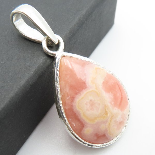 Rodochrozyt i srebro młotkowane - wisiorek łza (sztuka)