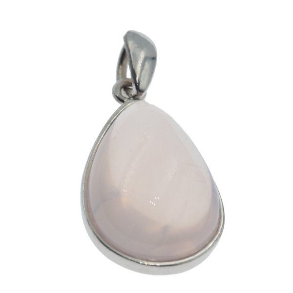 Kwarc Różowy i srebro rodowane - wisiorek łza