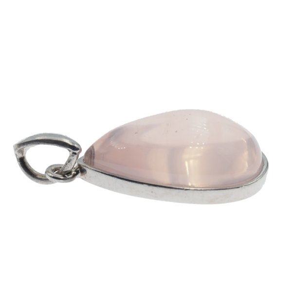 Kwarc Różowy i srebro rodowane - wisiorek łza