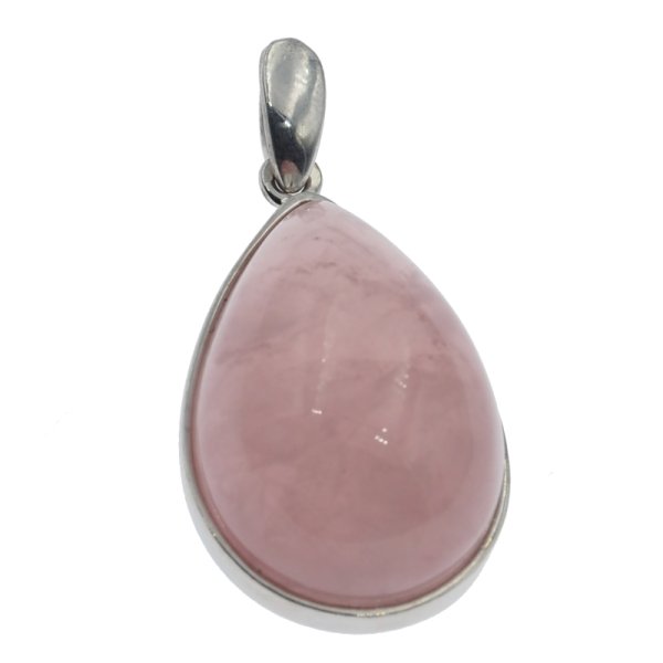 Kwarc różowy w srebrze - wisiorek łza