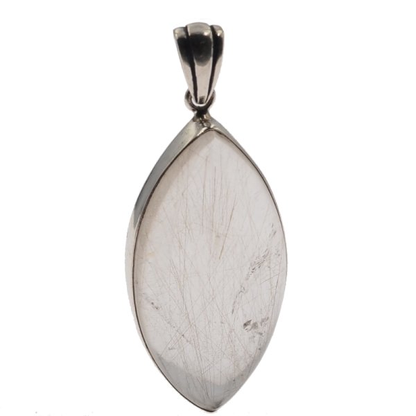 Kwarc Rutylowy ze złotą nitką i srebro - wisiorek markiza