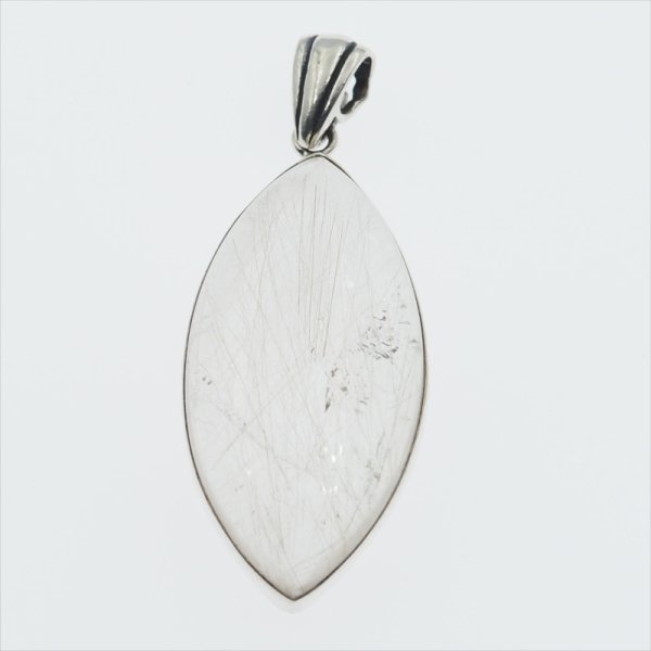 Kwarc Rutylowy ze złotą nitką i srebro - wisiorek markiza