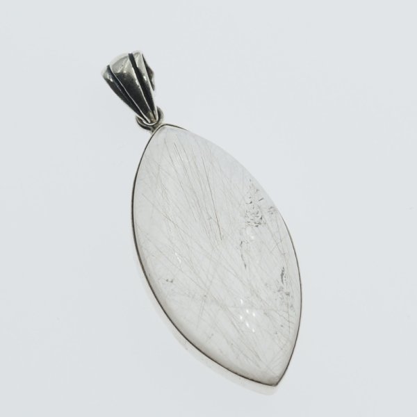 Kwarc Rutylowy ze złotą nitką i srebro - wisiorek markiza