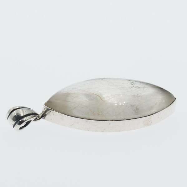 Kwarc Rutylowy ze złotą nitką i srebro - wisiorek markiza