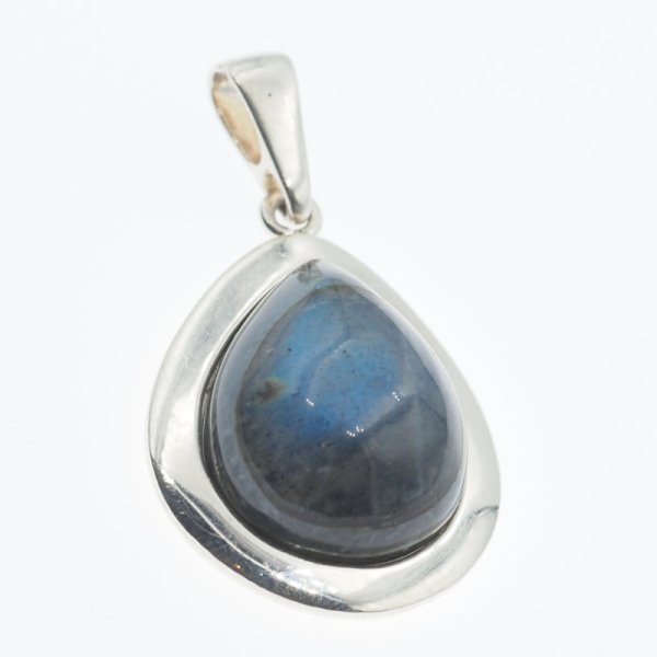 Labradoryt i srebro - wisiorek łza