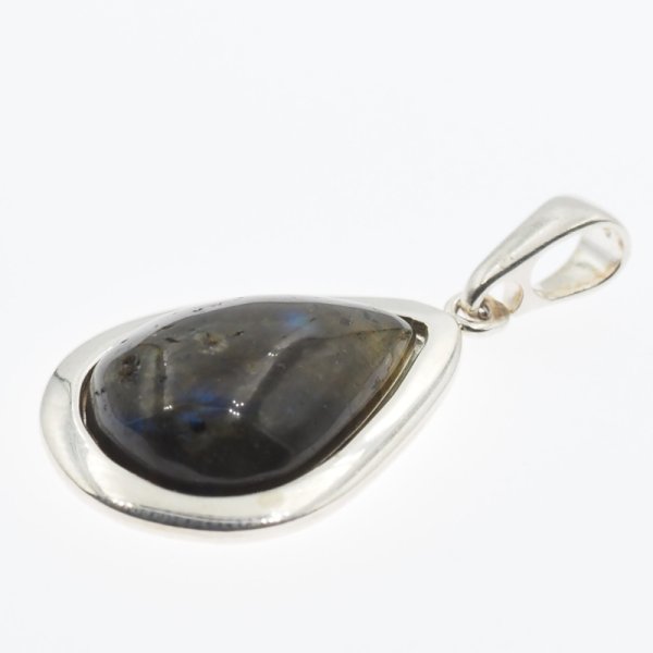 Labradoryt i srebro - wisiorek łza