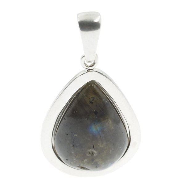 Labradoryt i srebro - wisiorek łza