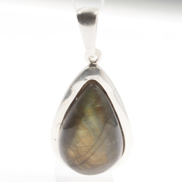 Labradoryt i srebro - wisiorek łza