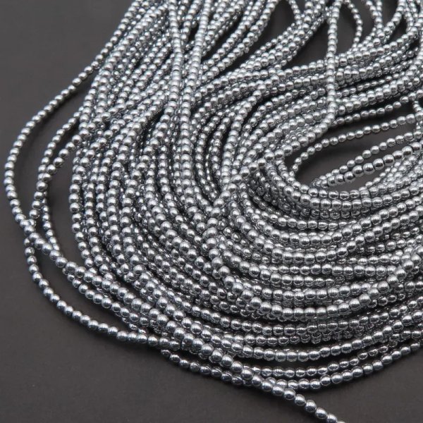 Hematyt srebrny kulki 2 mm (sznur)