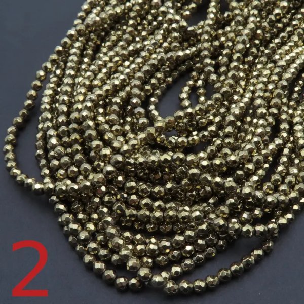 Hematyt złoty fasetowane kulki 3 mm – różne odcienie – sznur ok. 38 cm