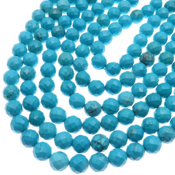 Turkus howlit fasetowany kulka 10 mm – sznur ok. 38 cm