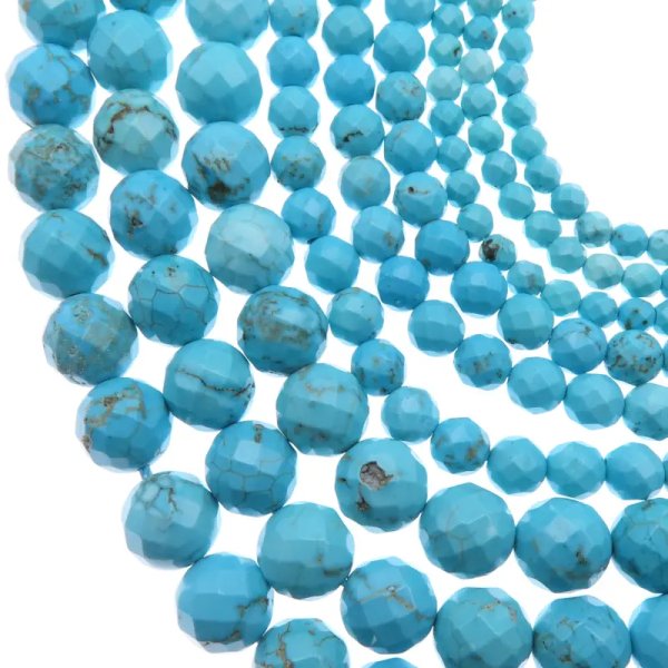 Turkus howlit fasetowany kulka 10 mm – sznur ok. 38 cm