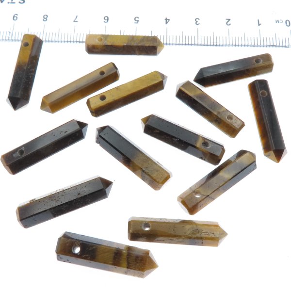 Tygrysie Oko  - sople wiercone 25x6mm (sztuka)