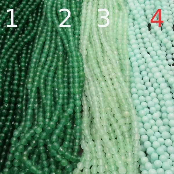 Jadeit zielony fasetowany kulki 6 mm (sznur) różne odcienie