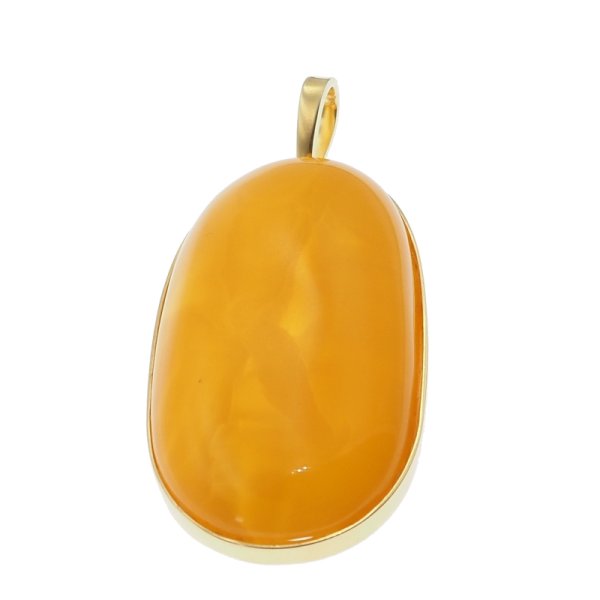 Mleczny Bursztyn i srebro złocone - duża zawieszka 