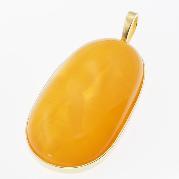 Mleczny Bursztyn i srebro złocone - duża zawieszka 