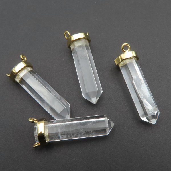 Zawieszka mały sopel Kryształ Górski  w okuciu - srebro złocone