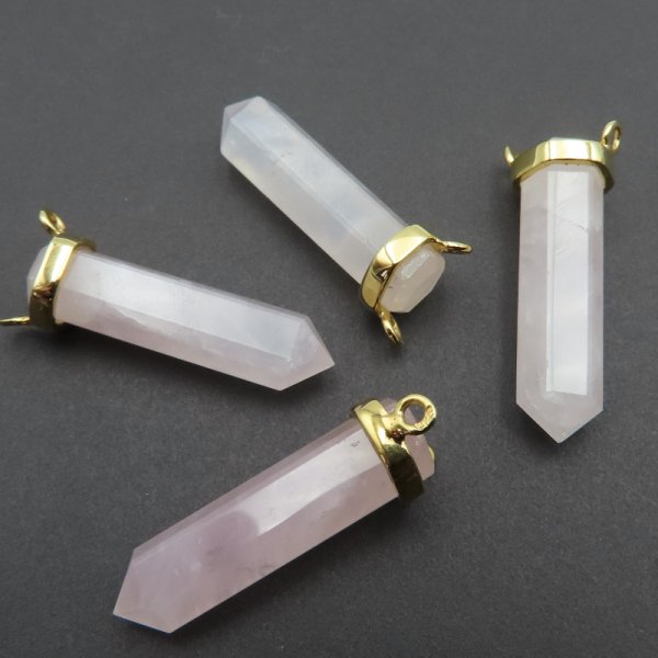 Zawieszka mały sopel Kwarc Różowy w okuciu - srebro złocone