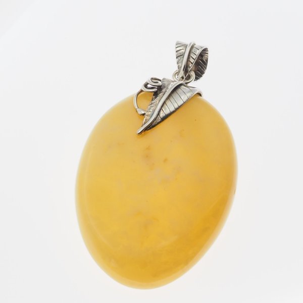 Bursztyn mleczny i srebro oksydowane - zawieszka 
