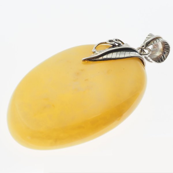 Bursztyn mleczny i srebro oksydowane - zawieszka 