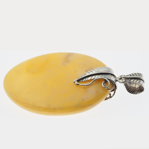 Bursztyn mleczny i srebro oksydowane - zawieszka 