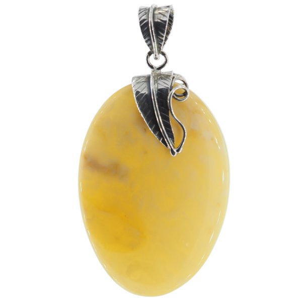 Bursztyn mleczny i srebro oksydowane - zawieszka 