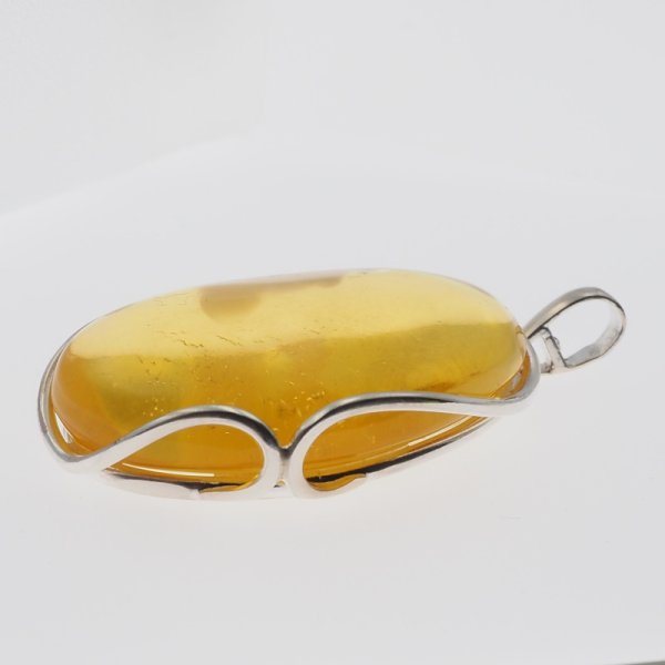 Bursztyn przezroczysty z mgłą i srebro - zawieszka 