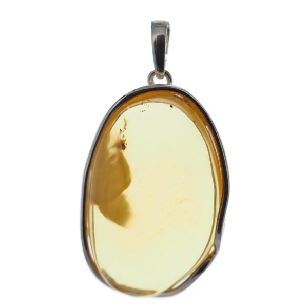 Bursztyn przezroczysty z mgłą i srebro - zawieszka 