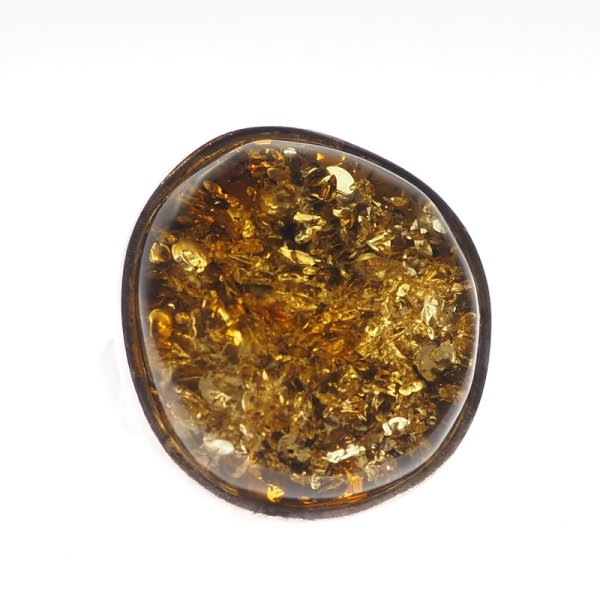 Bursztyn zielony w srebrze - pierścionek