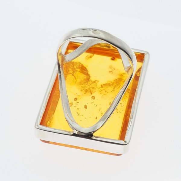 Koniakowy Bursztyn i srebro - pierścionek prostokąt