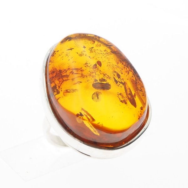 Koniakowy Bursztyn i srebro - pierścionek
