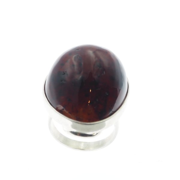 Koniakowy Bursztyn i srebro - pierścionek