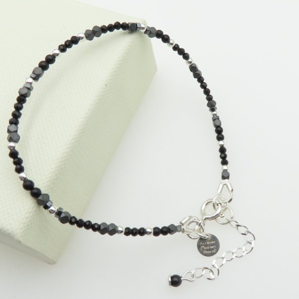 Onyks, Hematyt i srebro - bransoletka 