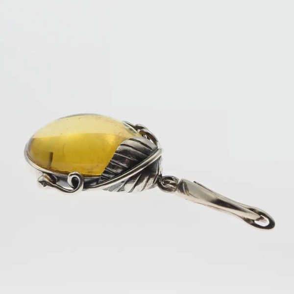 Bursztyn przezroczysty w srebrze oksydowanym - kolczyki łzy