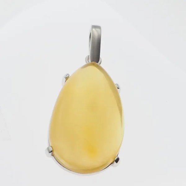 Bursztyn w srebrze rodowanym - zawieszka łza