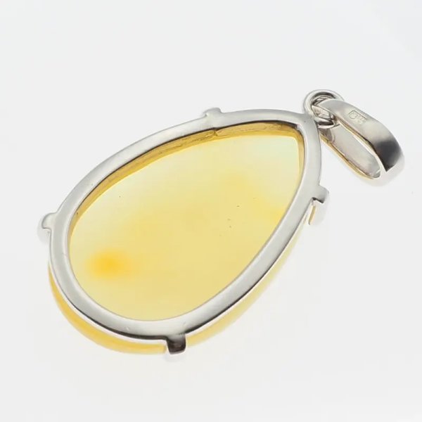 Bursztyn w srebrze rodowanym - zawieszka łza