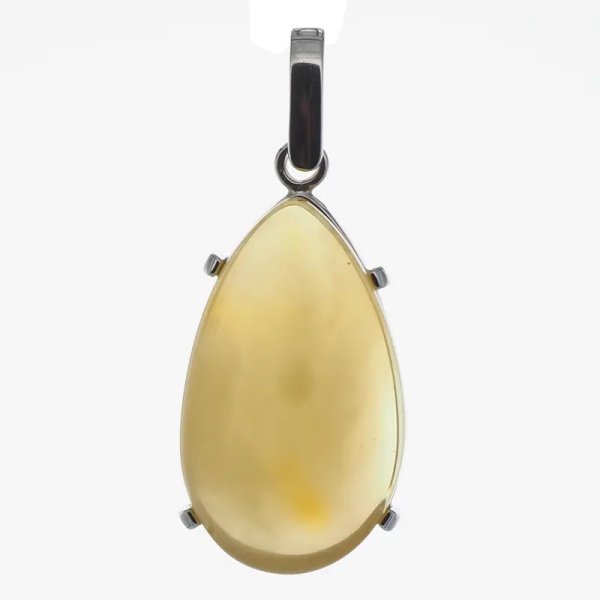 Bursztyn w srebrze rodowanym - zawieszka łza