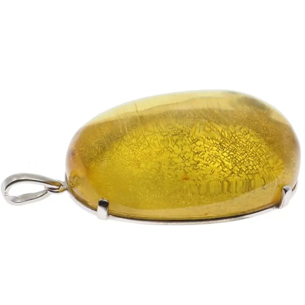 Przezroczysty Bursztyn i srebro rodowane - duża zawieszka