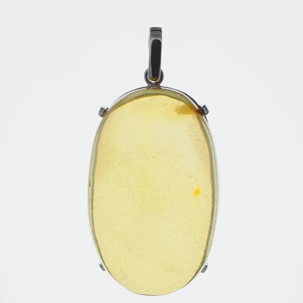 Przezroczysty Bursztyn i srebro rodowane - duża zawieszka