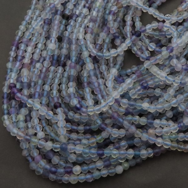 Fluoryt Fasetowany kulki 3mm (sznur)