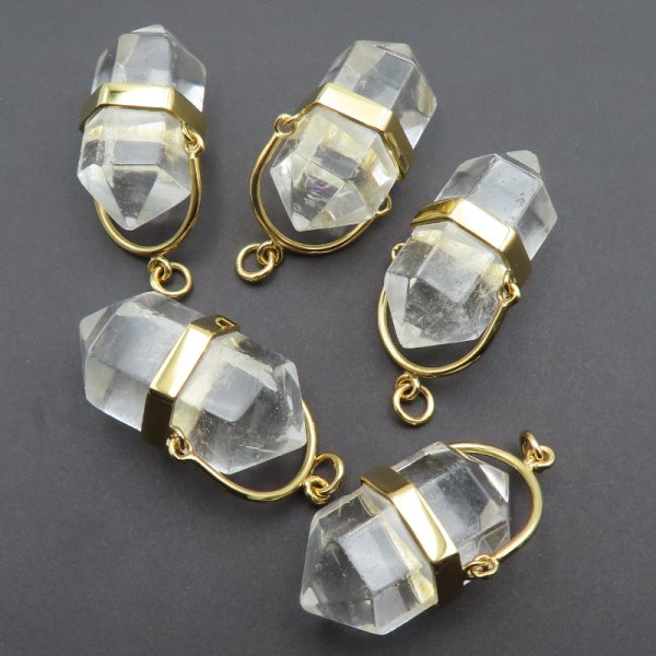 Zawieszka sopel KRYSZTAŁ GÓRSKI w oprawie - srebro złocone